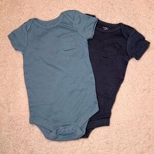 George Short-Sleeve Bodysuit Set - Light Blue & Navy